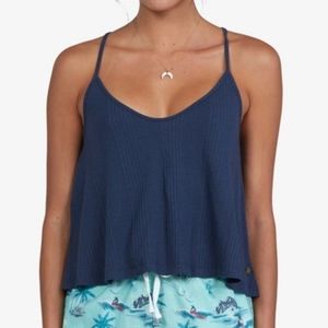 Roxy Happy Thoughts Tank in Indigo Blue Large Ribbed Criss Cross Back